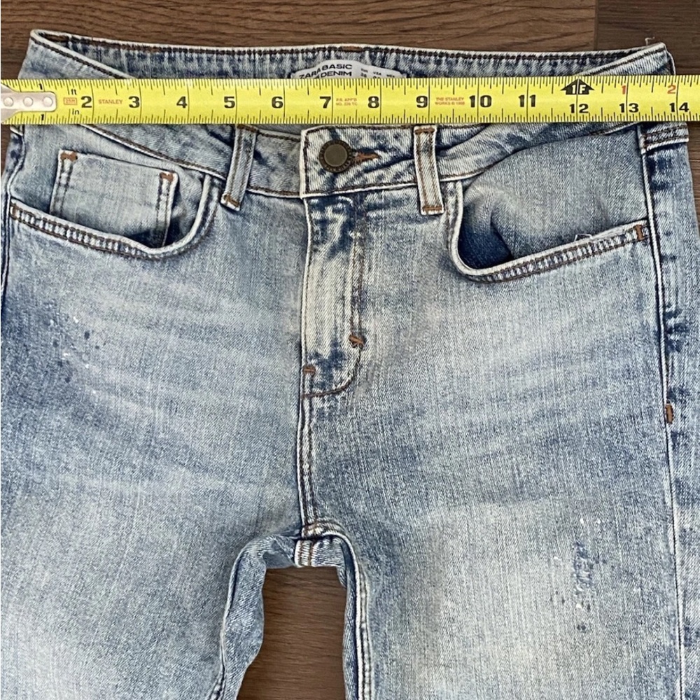 Zara Basic Jeans Women's Sz 4 Denim Z1975 Ankle Cuffed Mid Rise Straight Leg - Picture 9 of 16